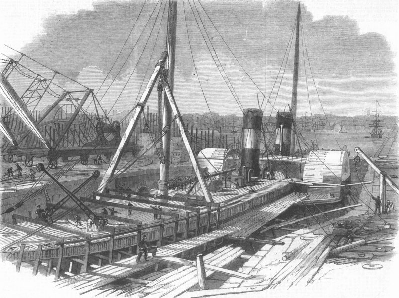 Associate Product CHESHIRE. Laird's dry docks, Birkenhead, antique print, 1861