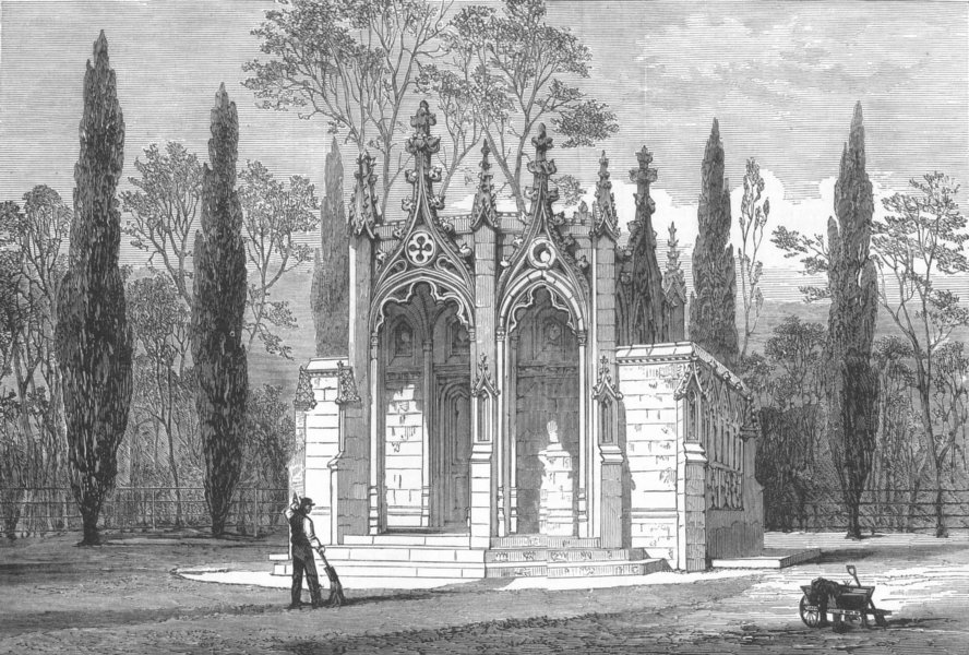 Associate Product SURREY. Princess Charlotte's mausoleum, Claremont, antique print, 1882