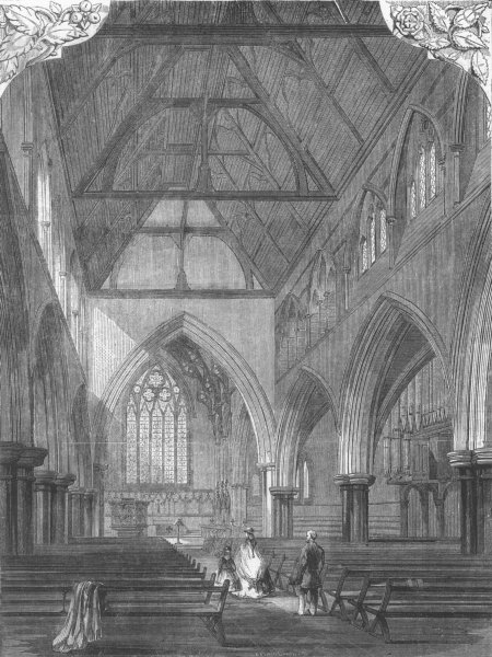 LANDSCAPES. All Saints Church, Notting Hill, antique print, 1866