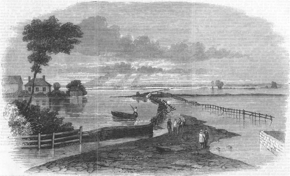 NORFOLK. Marshland flood-view from Tilney Gate, antique print, 1862