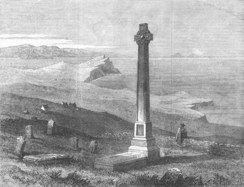 Associate Product SCOTLAND. Flora Macdonald's Monument, Kilmuir, Skye, antique print, 1872