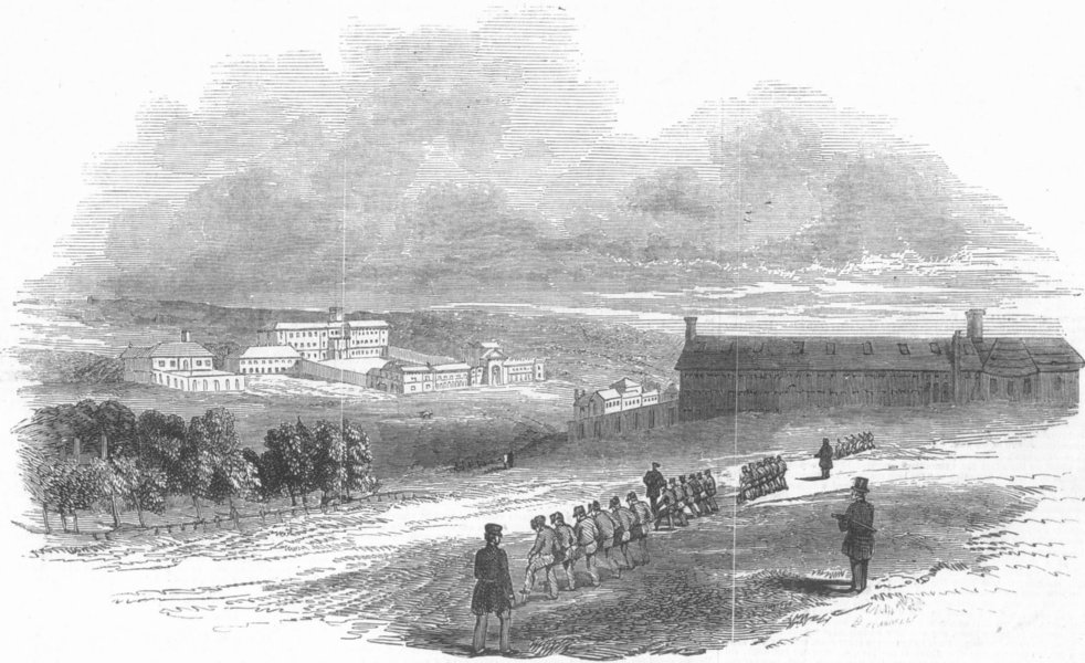 Associate Product IOW. Parkhurst Prison-general view, antique print, 1847
