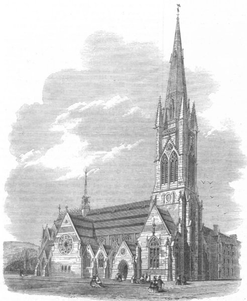 Associate Product SOMT. St John's Catholic Church, South Parade, Bath, antique print, 1864