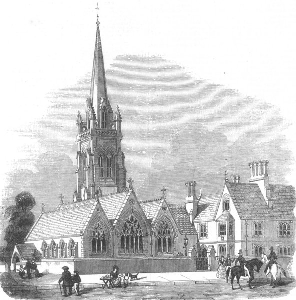 Associate Product LONDON. St Thomas Canterbury Catholic church, Fulham, antique print, 1857