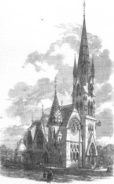 Associate Product SCOTLAND. Miss Barclay's Free Church, Edinburgh, antique print, 1864