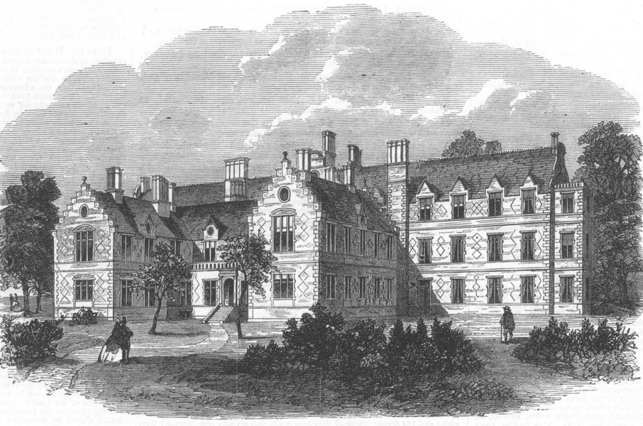 Associate Product LONDON. new German Hospital, Dalston, antique print, 1864