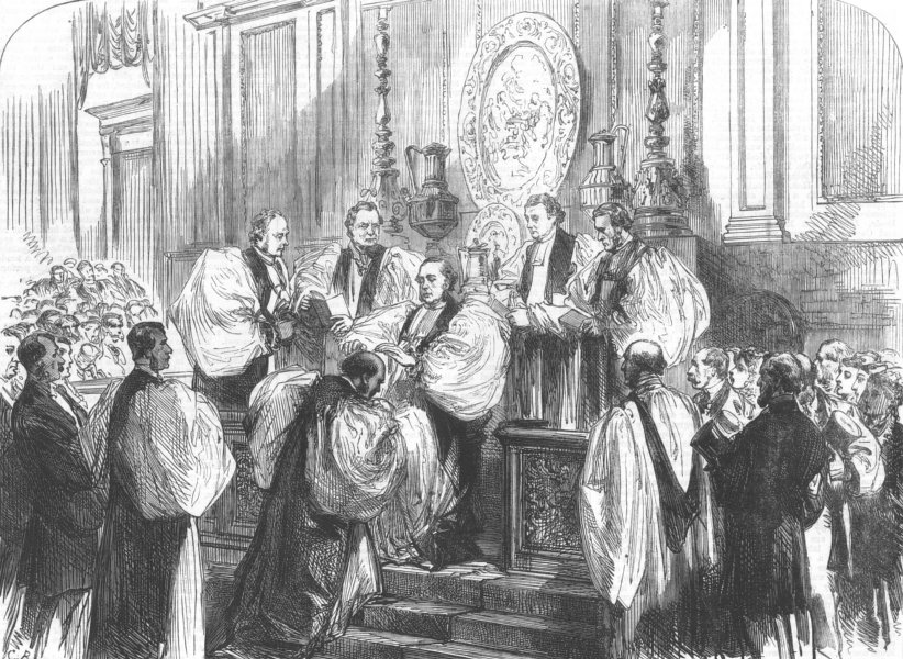 Associate Product LONDON. Bishop consecration, Chapel Royal, Whitehall, antique print, 1868