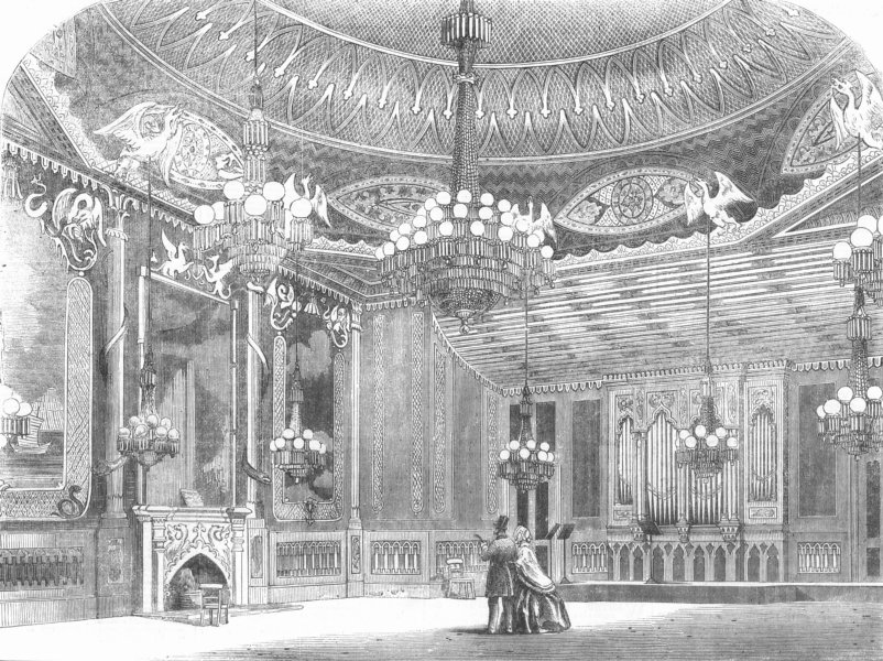 Associate Product SUSSEX. Music-Room, Pavilion, Brighton, antique print, 1856