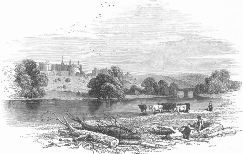 Associate Product NORTHUMBS. Alnwick Castle(Duke of Northumberland), antique print, 1847