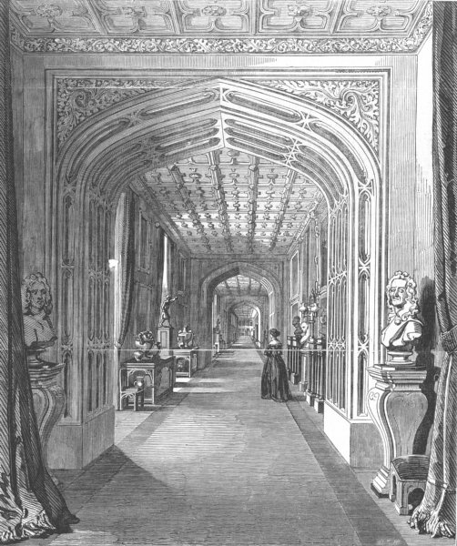Associate Product BERKS. Windsor Castle. Windsor Castle. Corridor, antique print, 1847
