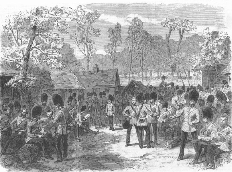 Associate Product MILITARIA. Grenadier Guards, Magazine Barracks, antique print, 1867