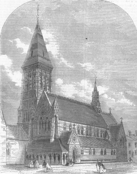 Associate Product LONDON. St Michael & all angels church, Shoreditch, antique print, 1865