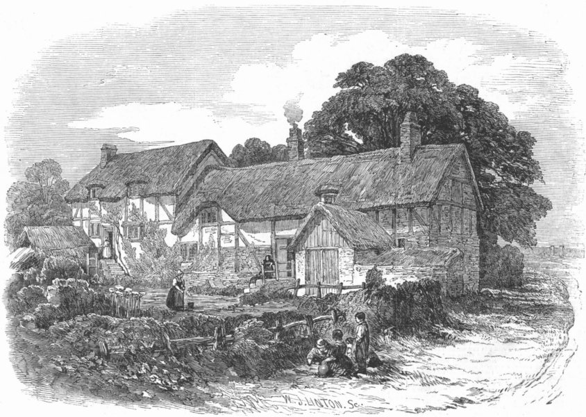 Associate Product WARCS. Stratford. Anne Hathaway's Cottage, Shottery, antique print, 1847