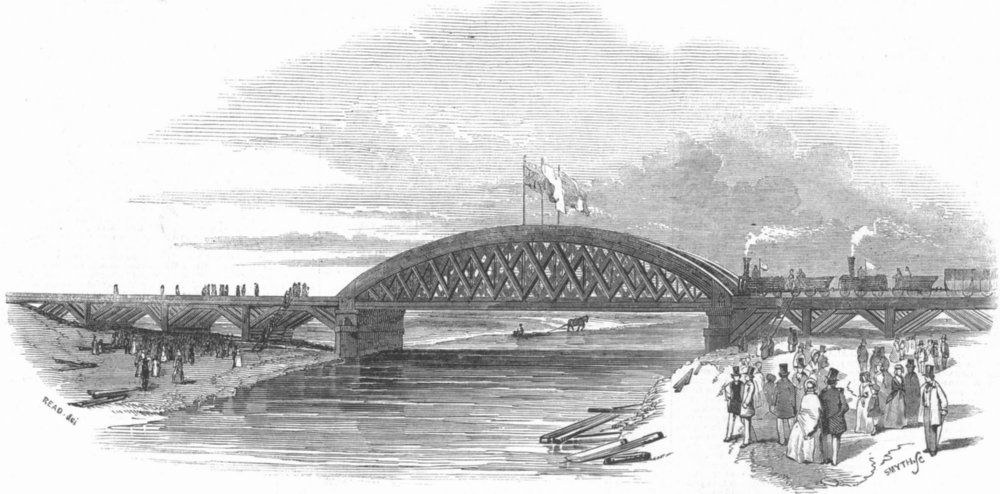 Associate Product NORFOLK. Viaduct across the Ouse, antique print, 1847
