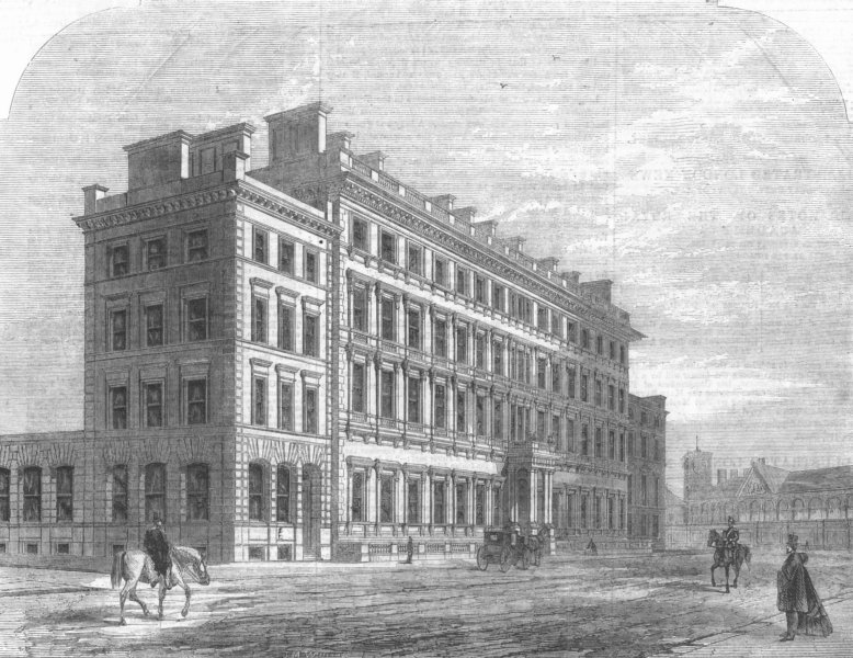 Associate Product BUCKS. Palace Hotel, Buckingham Gate, antique print, 1861