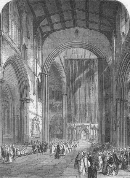 Associate Product YORKS. Installation, Bishop of Ripon. Cathedral, antique print, 1857