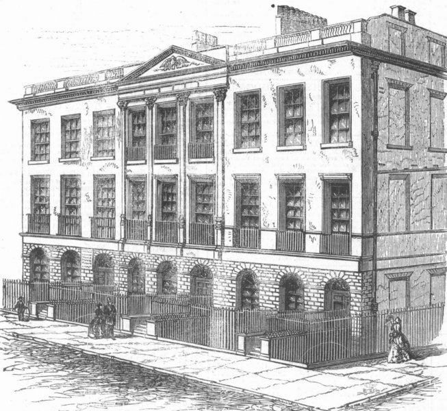 Associate Product LONDON. London Homoeopathic Hospital, Gt Ormond St, antique print, 1858
