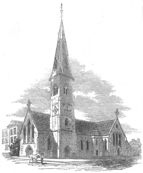 Associate Product LONDON. New Church of St Mark, Tollington Park, , antique print, 1854