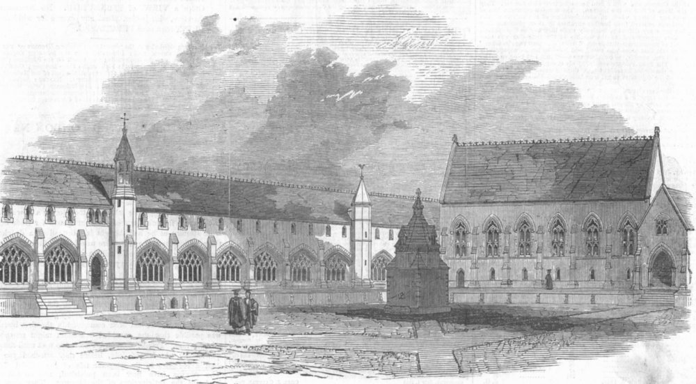 KENT. St Augustine's College Canterbury. Cloister, antique print, 1848