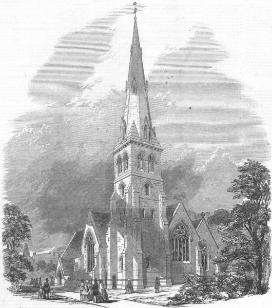 Associate Product DORSET. St Stephen Martyr church, Ave Rd, Portland, antique print, 1849