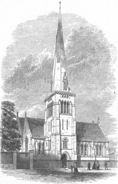 Associate Product LONDON. New Church, St Rd-St Luke's, antique print, 1848