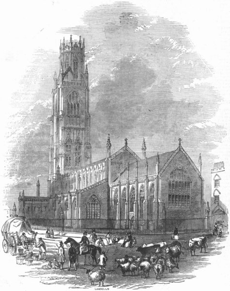 Associate Product LINCS. Church of St Botolph, Boston, antique print, 1848