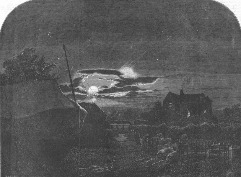 Associate Product LANDSCAPES. The Harvest Moon, antique print, 1860