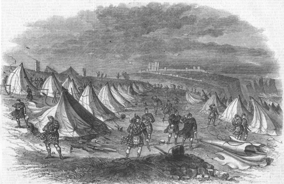 Associate Product KENT. Highlander's Camp destroyed by storm, Dover, antique print, 1856