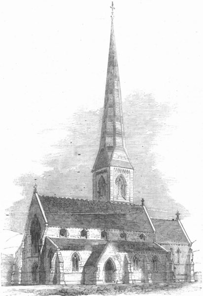 Associate Product IRELAND. New Church, Powerscourt, Wicklow, antique print, 1857