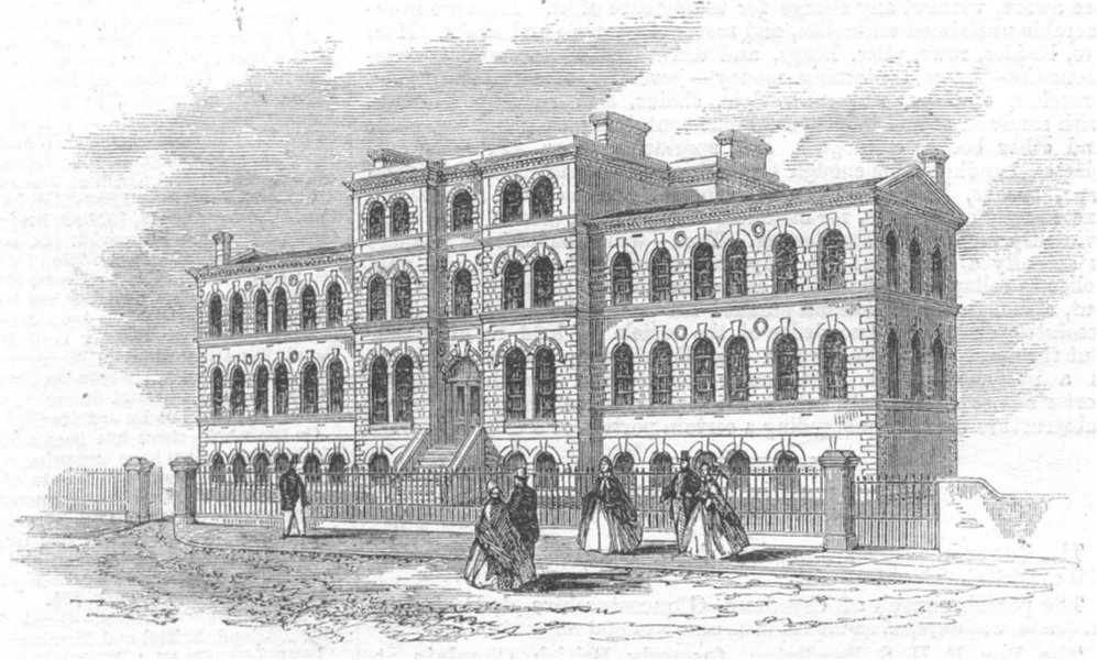 Associate Product LONDON. new Cancer Hospital, Brompton, antique print, 1862