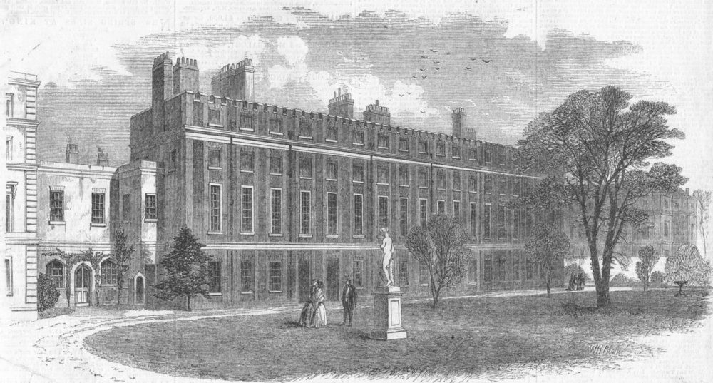 Associate Product LONDON. Garden front of St Jamess Palace, antique print, 1858