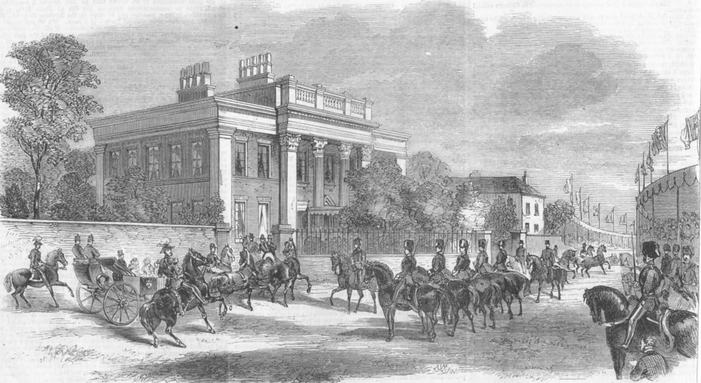 Associate Product YORKS. Arrival of Queen, Woodsley House, antique print, 1858