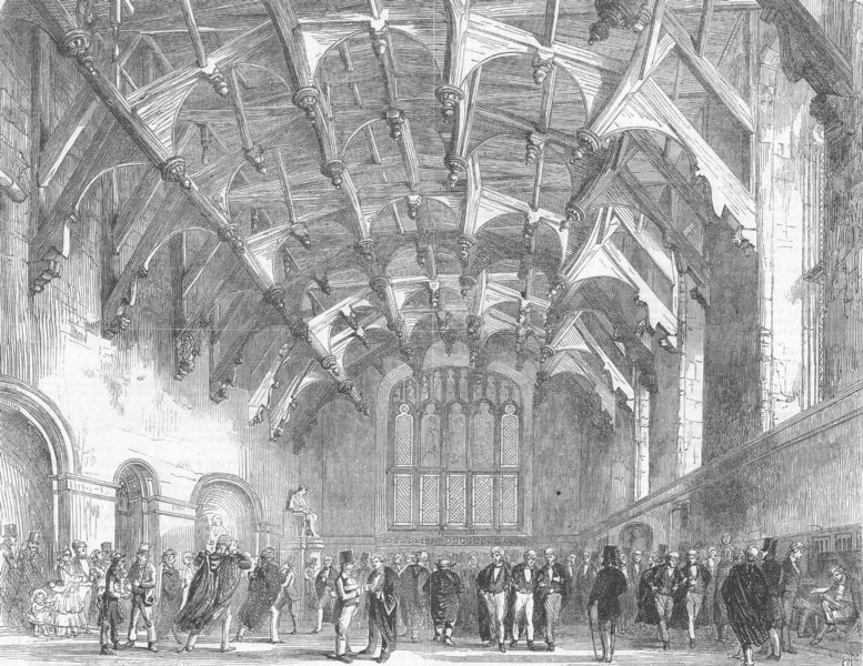 SCOTLAND. Hall of Parliament House, Edinburgh, antique print, 1858
