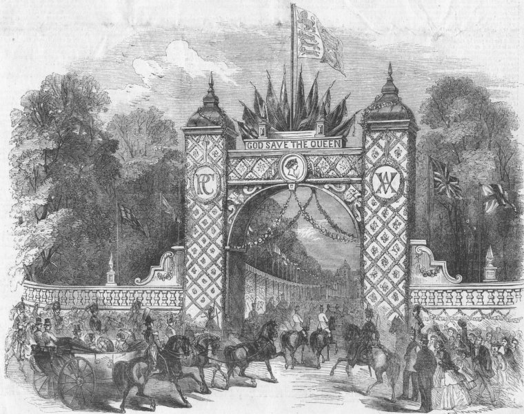 Associate Product WARCS. Entrance to Aston Park, antique print, 1858