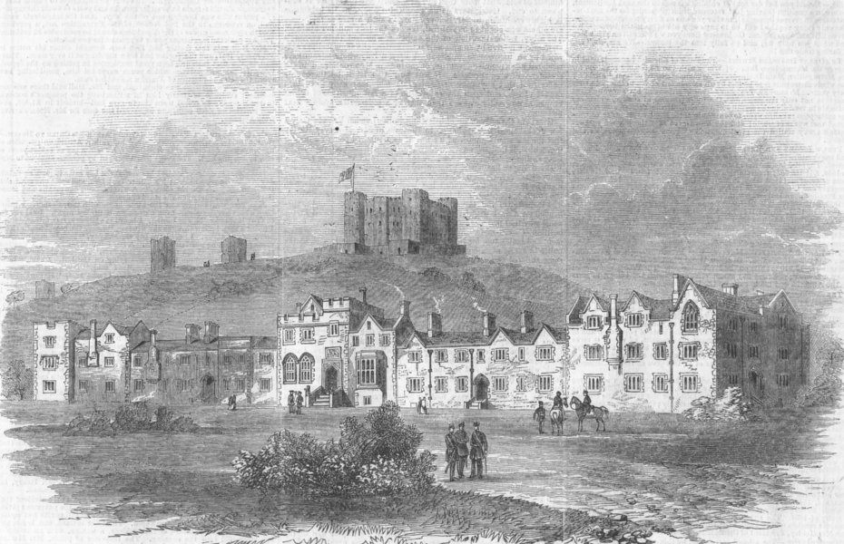 Associate Product KENT. Officers new Barracks, Dover Castle, antique print, 1859