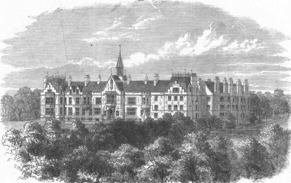 CHESHIRE. St Aidan's Theological College, Birkenhead, antique print, 1863
