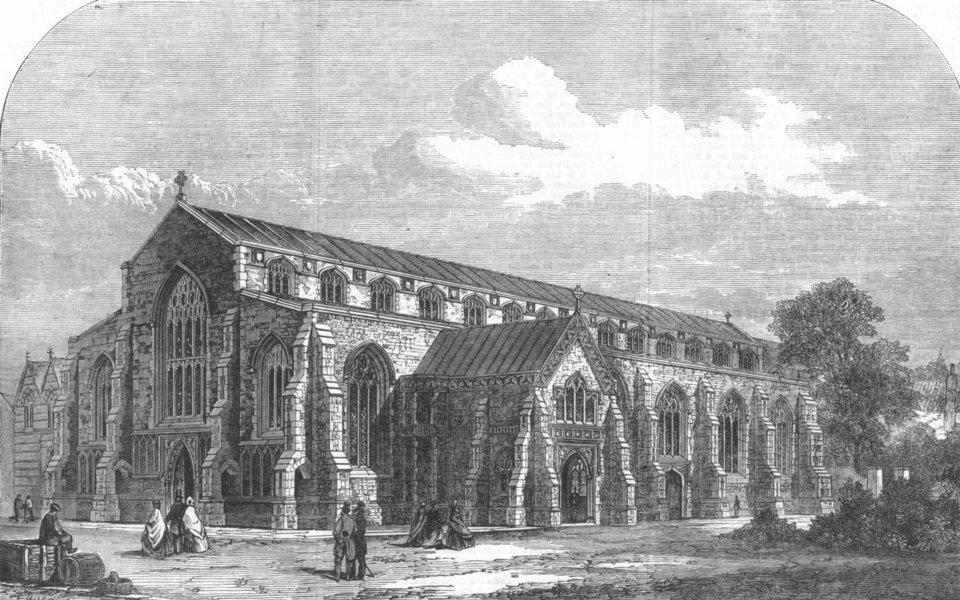 Associate Product NORFOLK. St Andrew's Hall, Norwich, restored, antique print, 1863