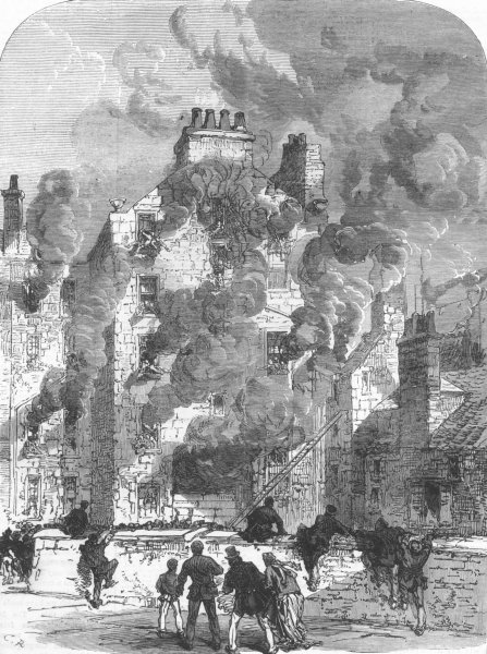 Associate Product SCOTLAND. fatal fire, Canongate, Edinburgh, antique print, 1867