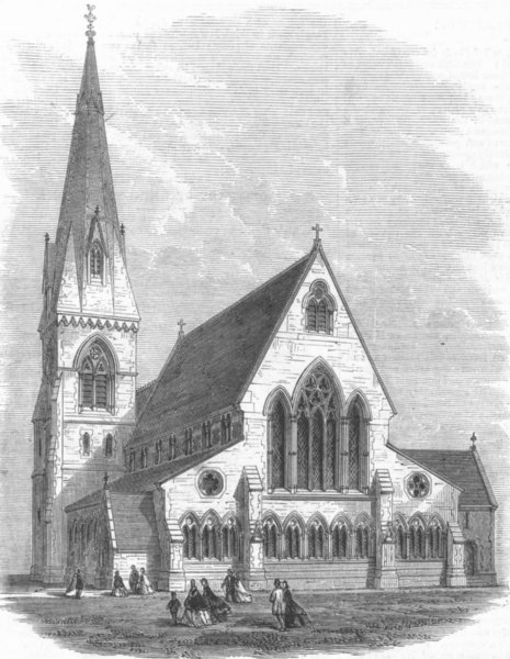 Associate Product LANCS. St Saviour's Church, Bacup, Lancashire, antique print, 1865