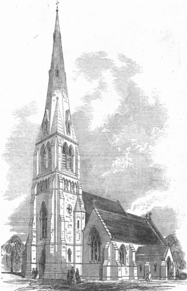 Associate Product LONDON. New Church of St Anne, Highgate-Rise, antique print, 1853