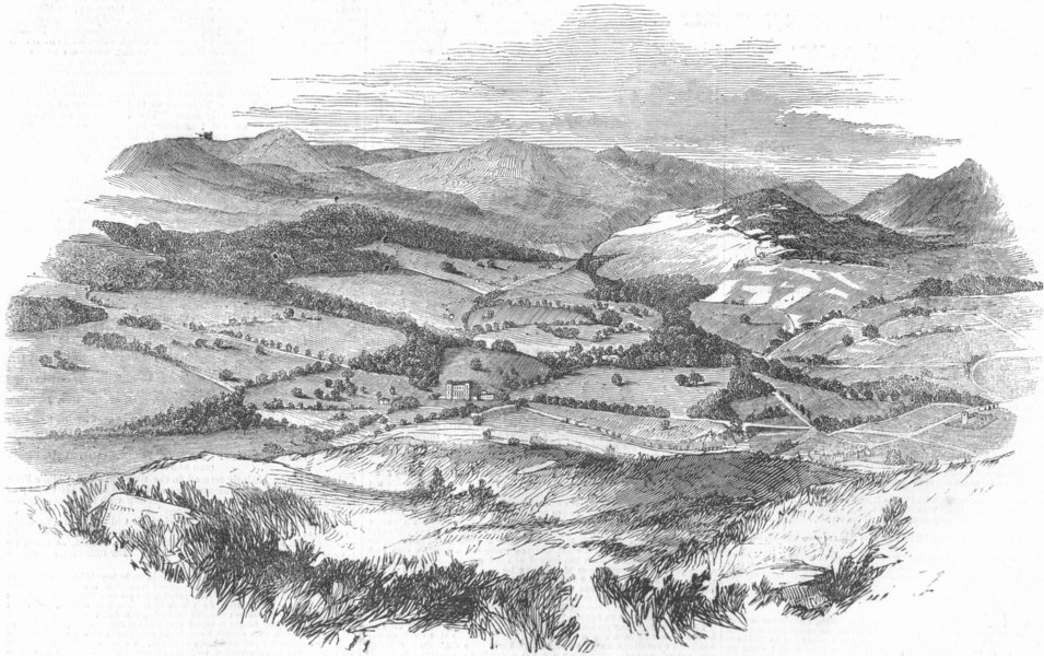 Associate Product SCOTLAND. Blair Castle, Glen Tilt, from Tulloch peak, antique print, 1844