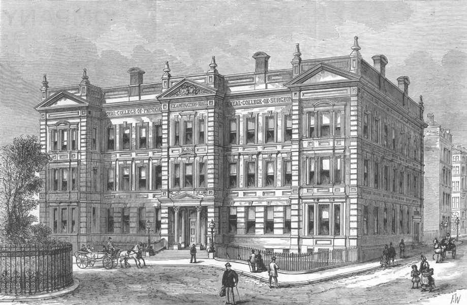Associate Product LONDON. Medical Exam Hall, Savoy Place, Embankment, antique print, 1886