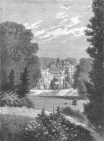 Associate Product WALES. Hawarden Park. View from castle mound, antique print, 1880