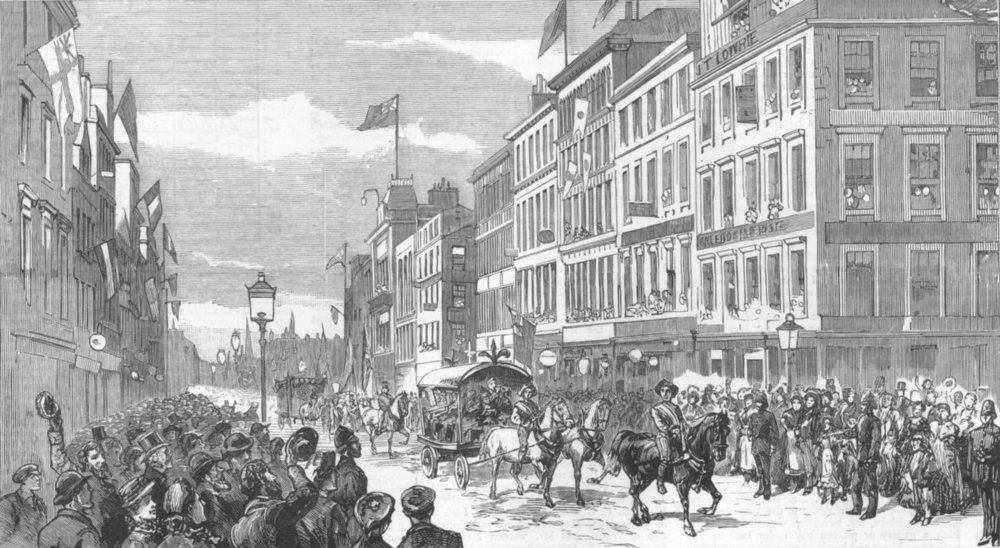 Associate Product SCOTLAND. Glasgow. parade, Argyll St from Jamaica St, antique print, 1883