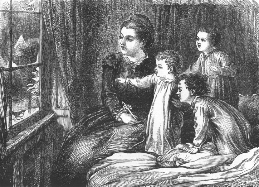 Associate Product CHILDREN. A Christmas Visitor, antique print, 1870