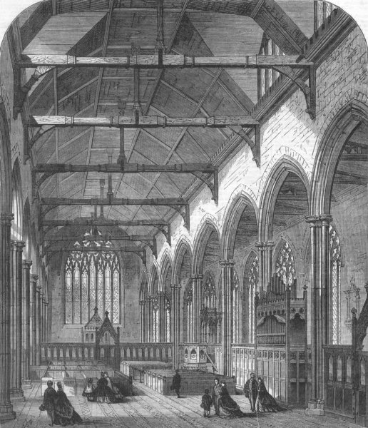 Associate Product The Dutch Church, Austin Friars, City of London, antique print, 1865