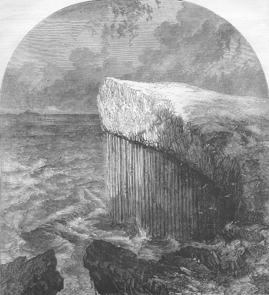 SCOTLAND. The Cave of Fingal, Staffa, antique print, 1856