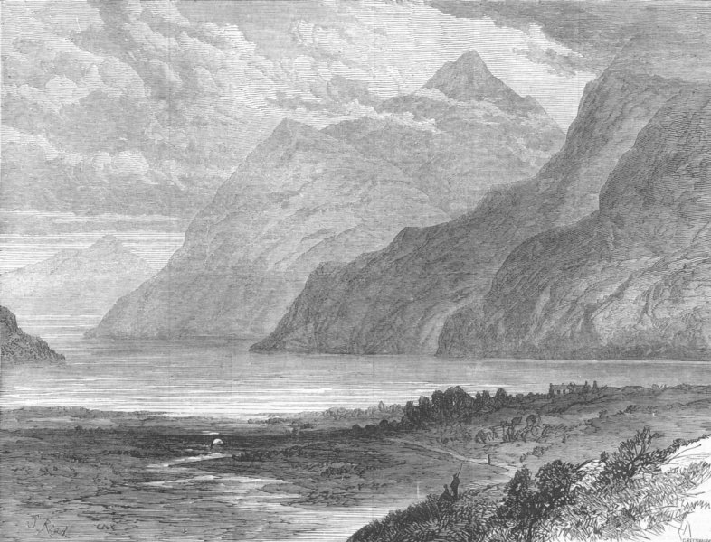 Associate Product SCOTLAND. Loch Maree, from Kinlochewe, antique print, 1877