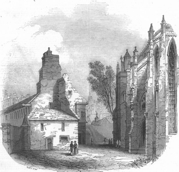 Associate Product SCOTLAND. Trinity Hospital, Edinburgh, antique print, 1845
