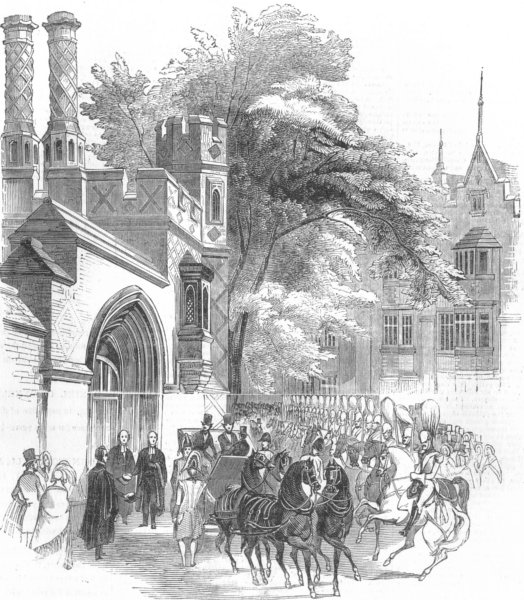 Associate Product BERKS. Eton. Royal Carriage, Weston's Gate, antique print, 1844